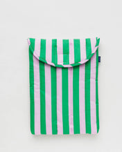 Load image into Gallery viewer, Puffy Laptop Sleeve / Pink Green Awning Stripe 13&quot;/14&quot; (Small)
