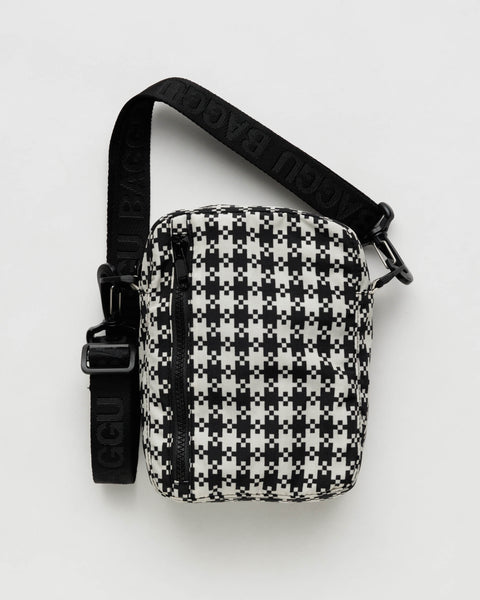 Sport Crossbody -  Black & White Pixel Gingham