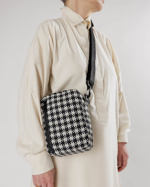 Sport Crossbody -  Black & White Pixel Gingham