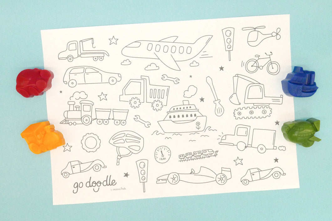 Transport Vehicles Colouring Sheet