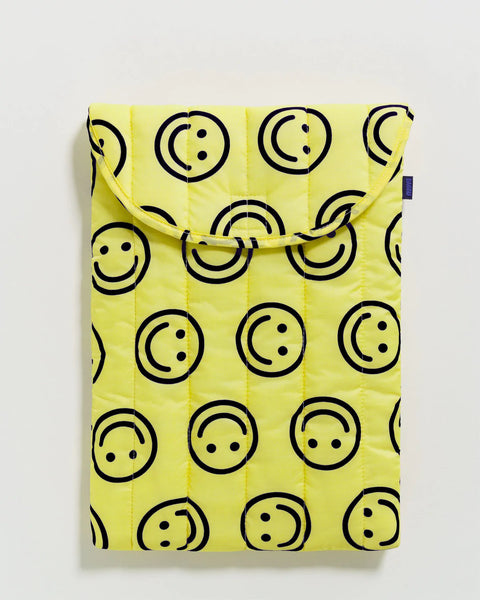 Puffy Laptop Sleeve / Yellow Happy 16